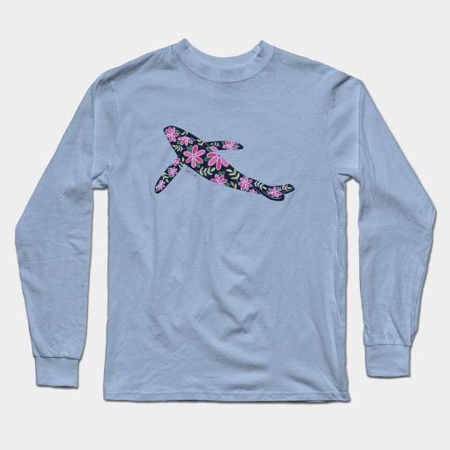 Floral Whale - Cool Colors Long Sleeve T-Shirt by SRSigs